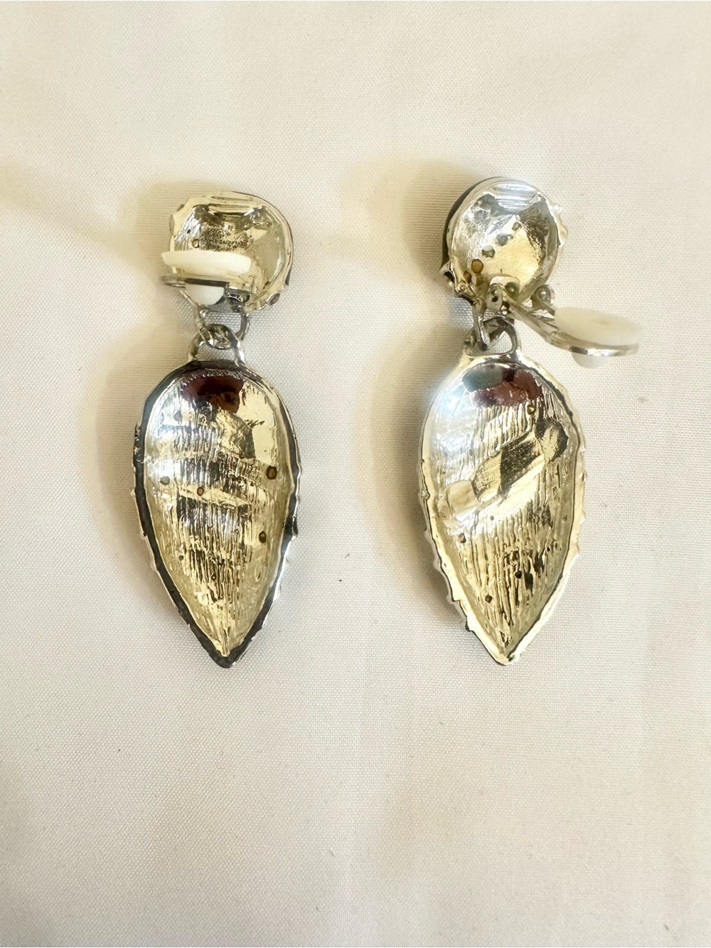 VTG Silver Tone Black and Silver Crystal Drop Earrings - Picture 3 of 5